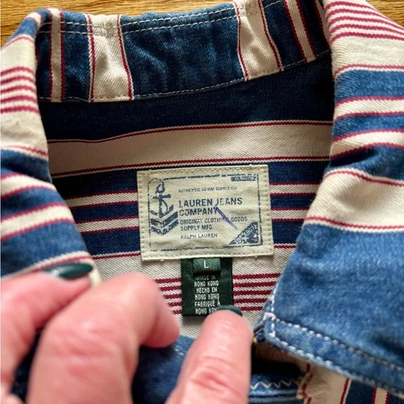 Ralph Lauren Blue and Red Striped Chore Jacket - Large - Picture 6 of 13